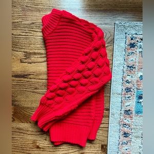 Red sweater with bubble sleeves